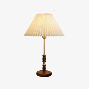Accordion Pleat Walnut Table Lamp