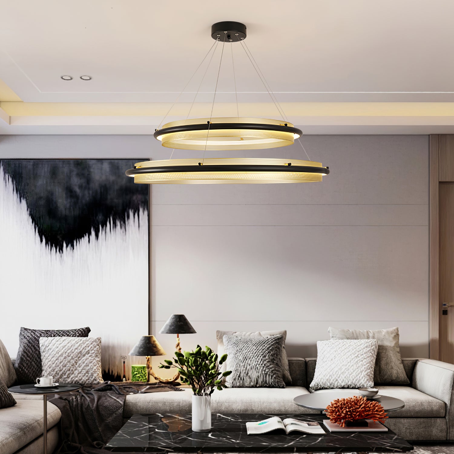 Acrylic LED Round Chandelier - Image 2