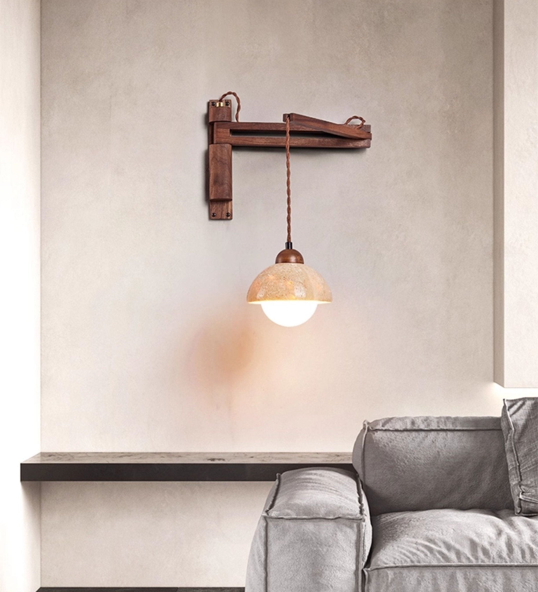 Adjustable Travertine Dome Wall Sconce - Image 16