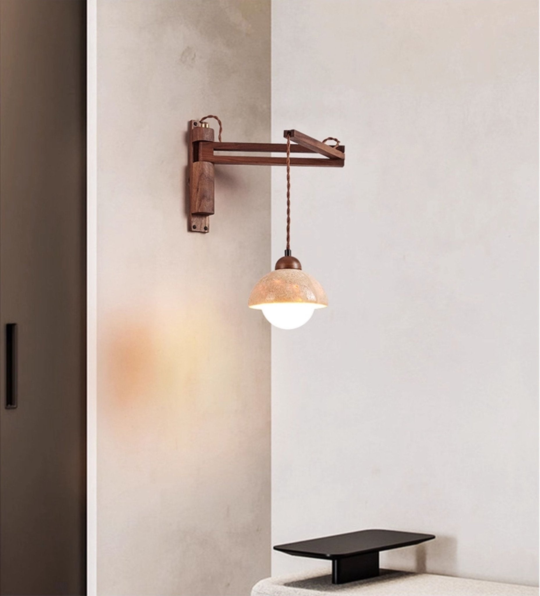 Adjustable Travertine Dome Wall Sconce - Image 17