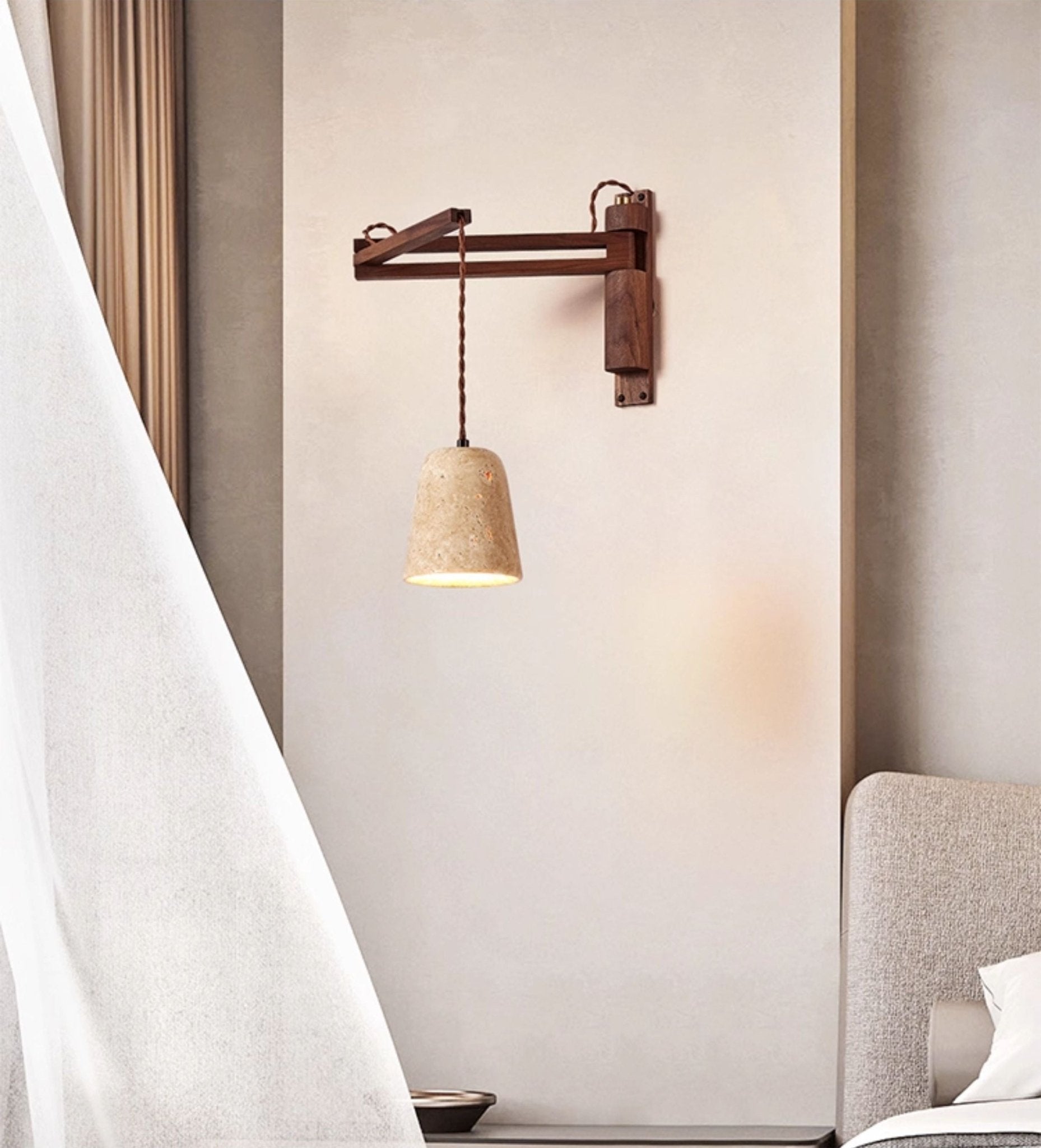 Adjustable Travertine Dome Wall Sconce - Image 18