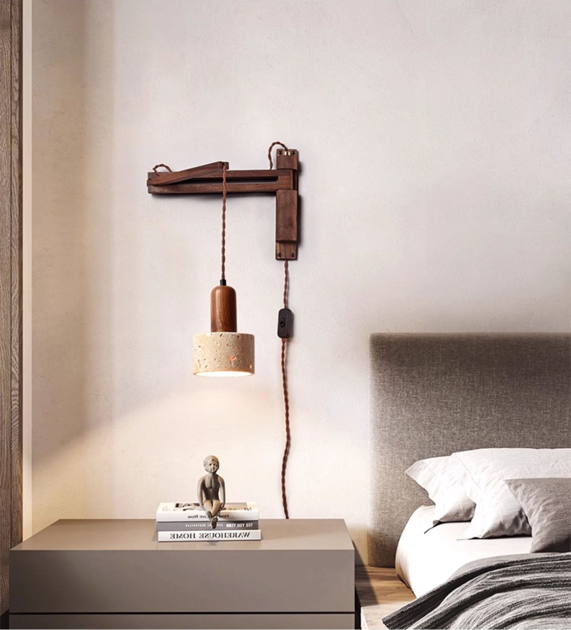 Adjustable Travertine Dome Wall Sconce - Image 13
