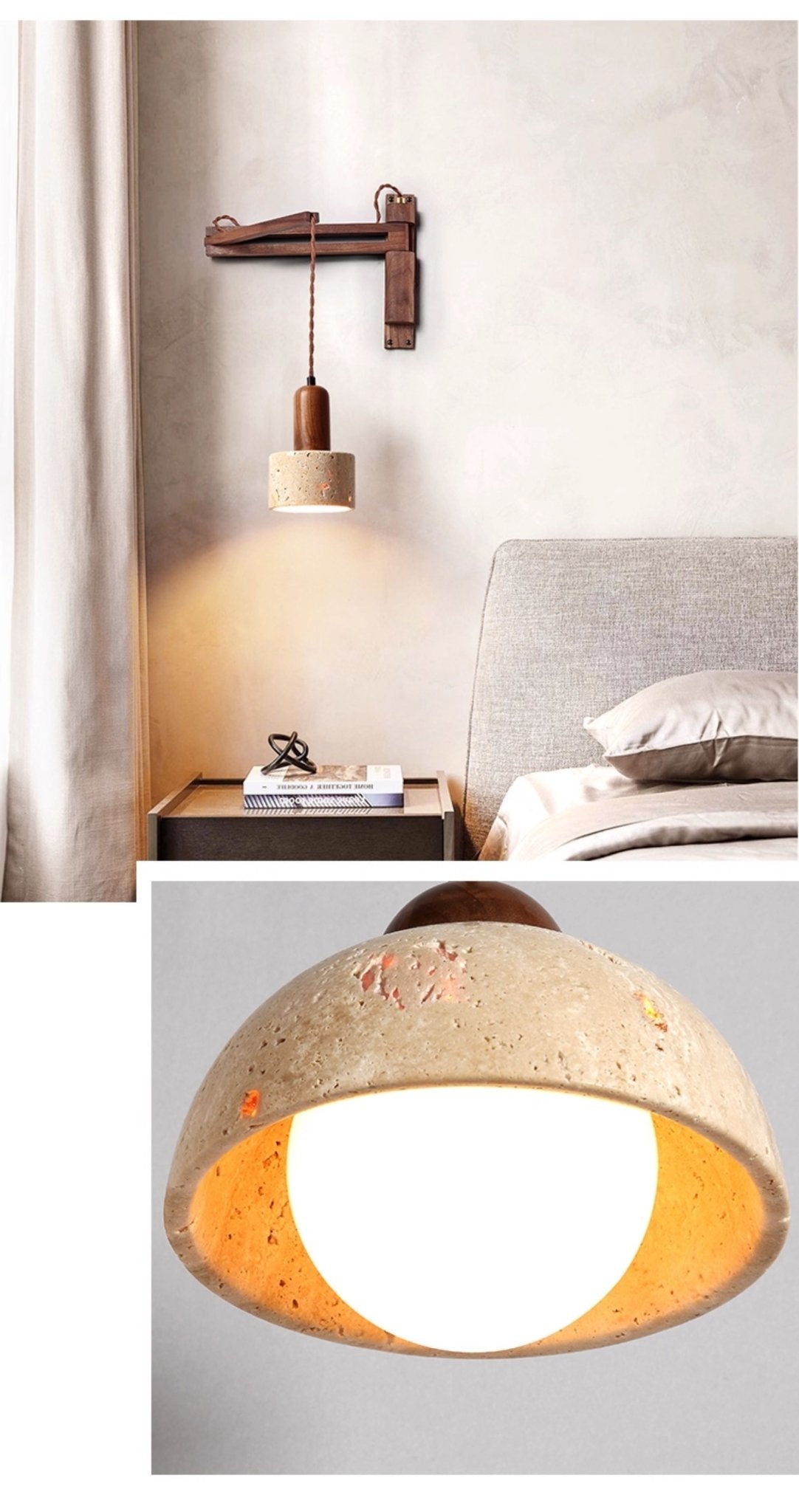 Adjustable Travertine Dome Wall Sconce - Image 15