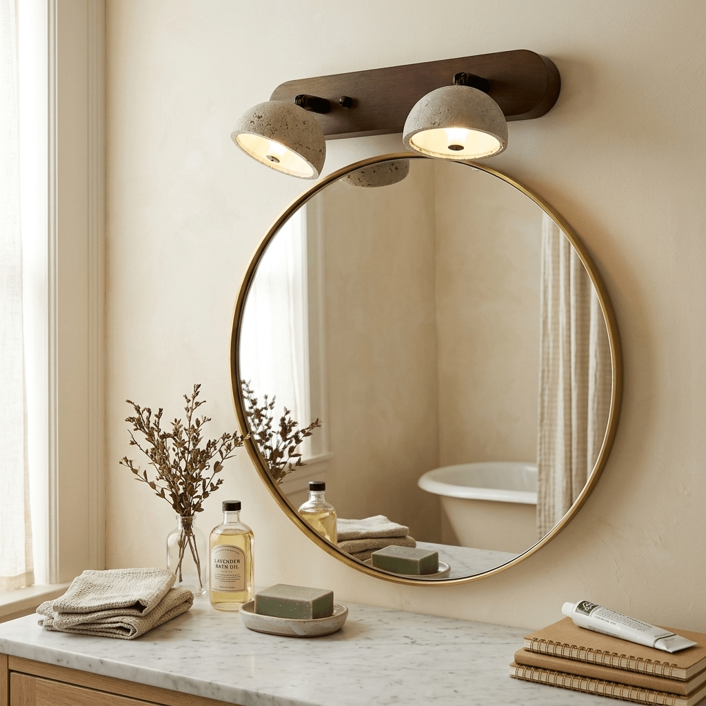 Adjustable Travertine Dome Vanity Light - Image 5
