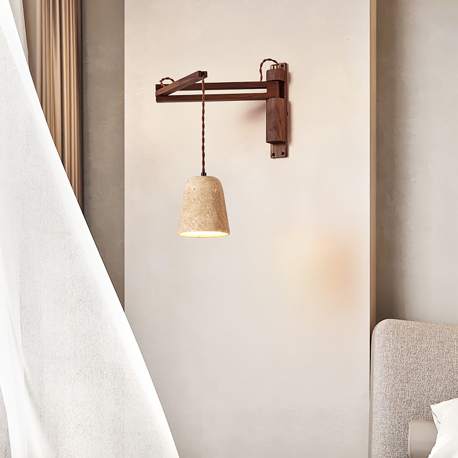 Adjustable Travertine Dome Wall Sconce - Image 4