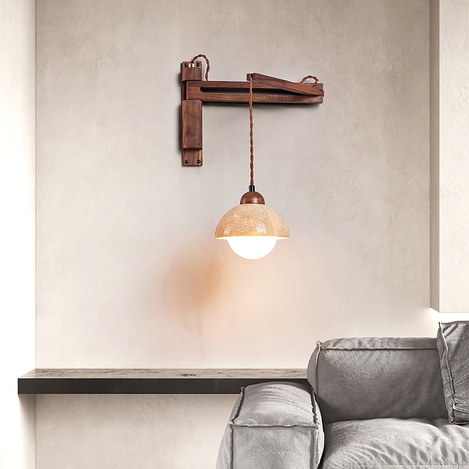 Adjustable Travertine Dome Wall Sconce - Image 7