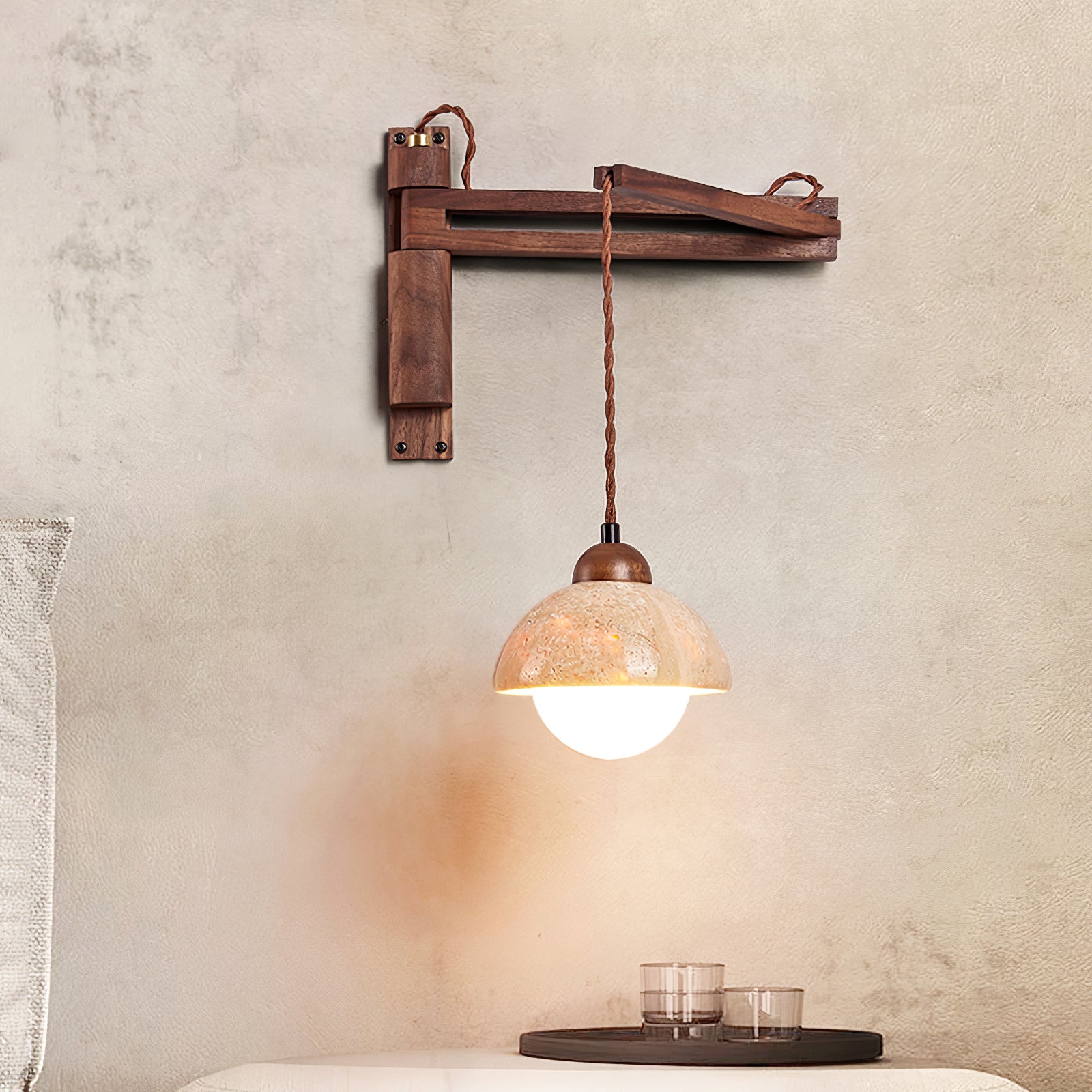 Adjustable Travertine Dome Wall Sconce - Image 11