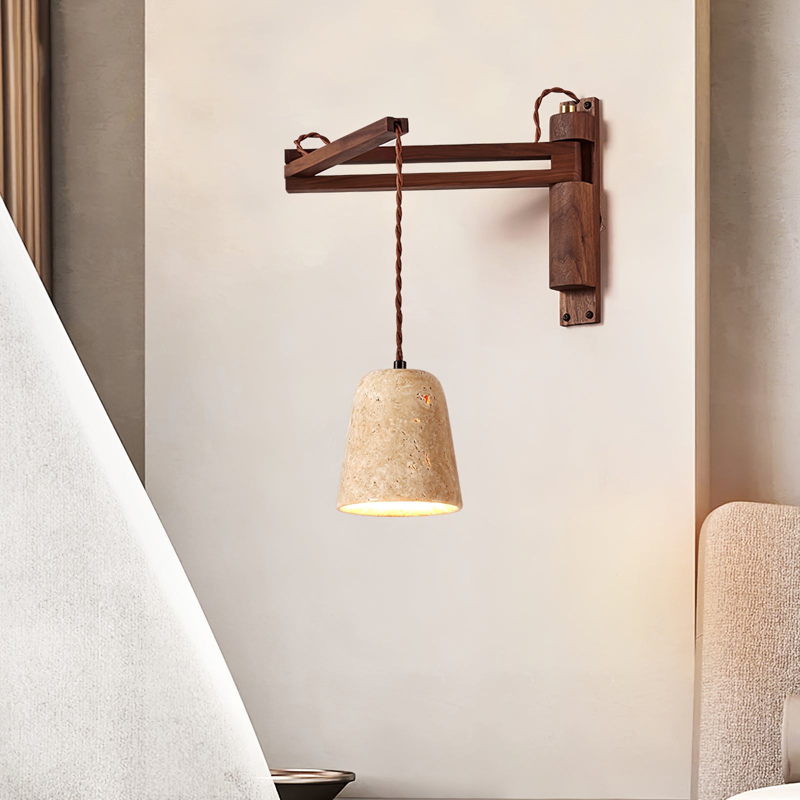 Adjustable Travertine Dome Wall Sconce - Image 10