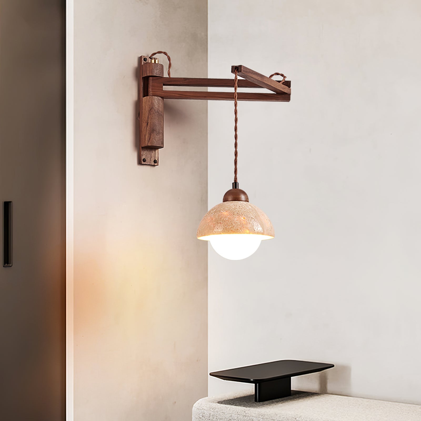 Adjustable Travertine Dome Wall Sconce - Image 2